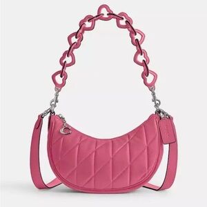 Coach Mira Shoulder Bag With Pillow Quilting And Heart Strap petunia NWT